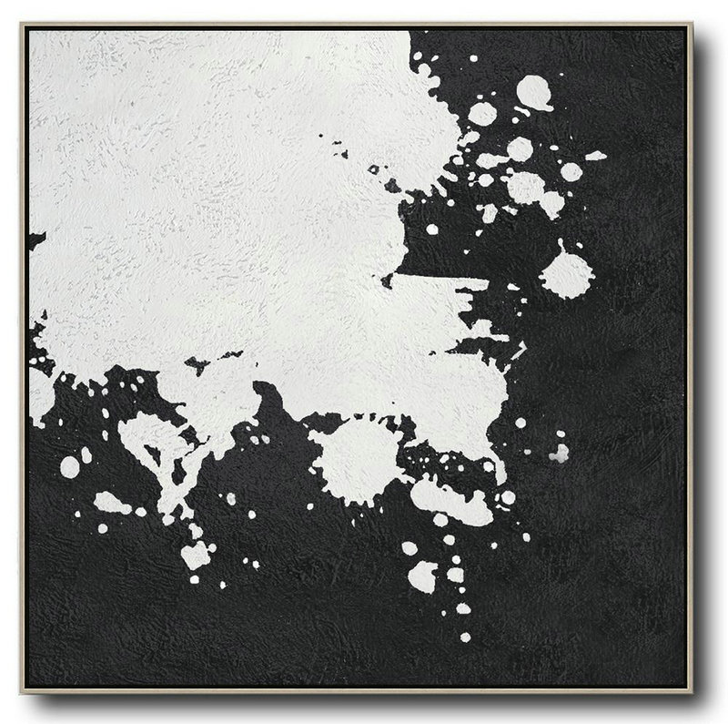 Original Abstract Painting Extra Large Canvas Art,Oversized Minimal Black And White Painting - Acrylic Painting Large Wall Art